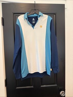 Burton Men's Long Sleeve Polo in White and Blue